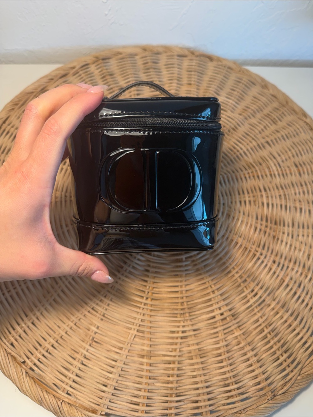 Dior Black Patent CD Embossed Cosmetic Pouch